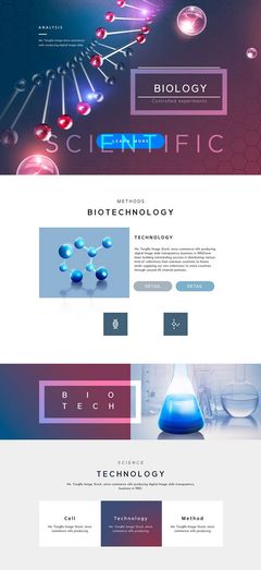 科學醫學醫藥生物細胞基因DNA科技感網站網頁UI專題PSD設計素材